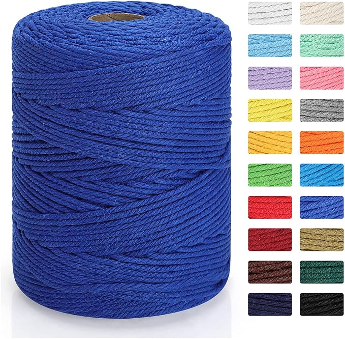 Macrame Cord 4mm x 328yd | 100% Natural Cotton Macrame Rope | 4 Strand Twisted by MacraBoho