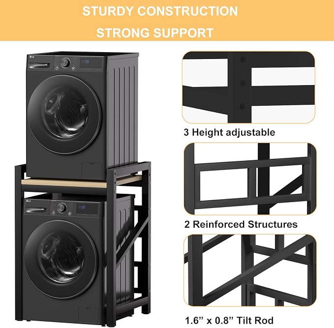 Washer Dryer Stacking Rack Kit 29.5in, Over the Washer and Dryer Storage Shelf - Image 3