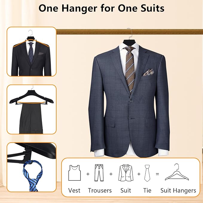 Plastic Extra Wide Suit Hangers, Width: 17.7", Notched Shoulders & Metal Hooks - Image 5
