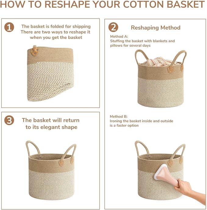 CHICVITA Large Wicker Jute Woven Storage Basket - Image 6
