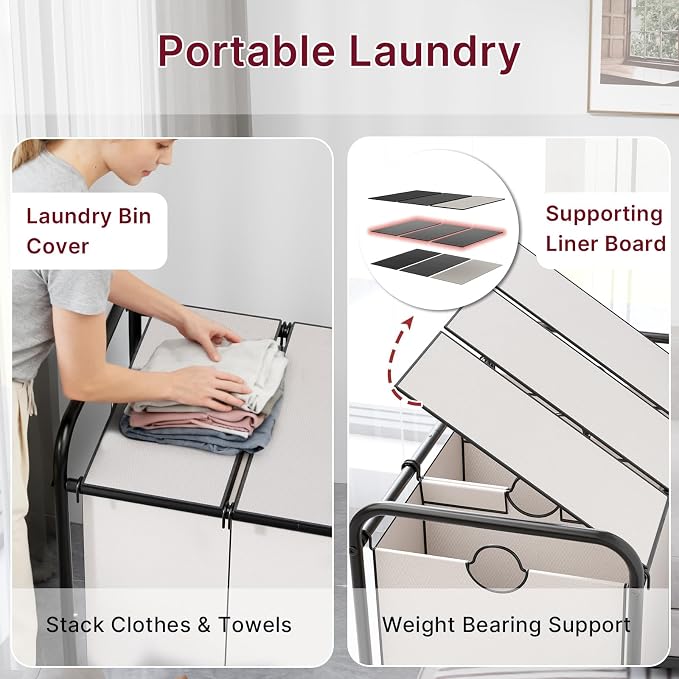 3-Compartment Laundry Cart - Image 5