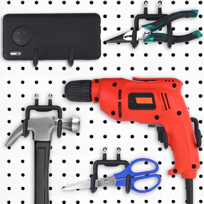 Hotop 4 Pieces Pegboard Hooks Pegboard Drill Holder Peg Board Hooks - Image 7