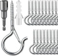 50 Pack Screw-in Hooks for Outdoor String Lights, Q Hanger Hooks for Outside by FSAH
