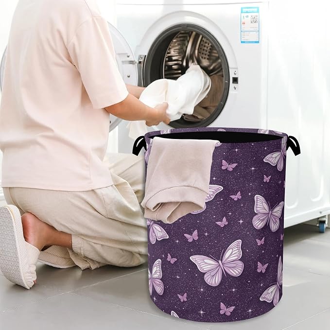 Purple Butterfly Laundry Basket, Oxford Cloth Laundry Hamper - Image 7