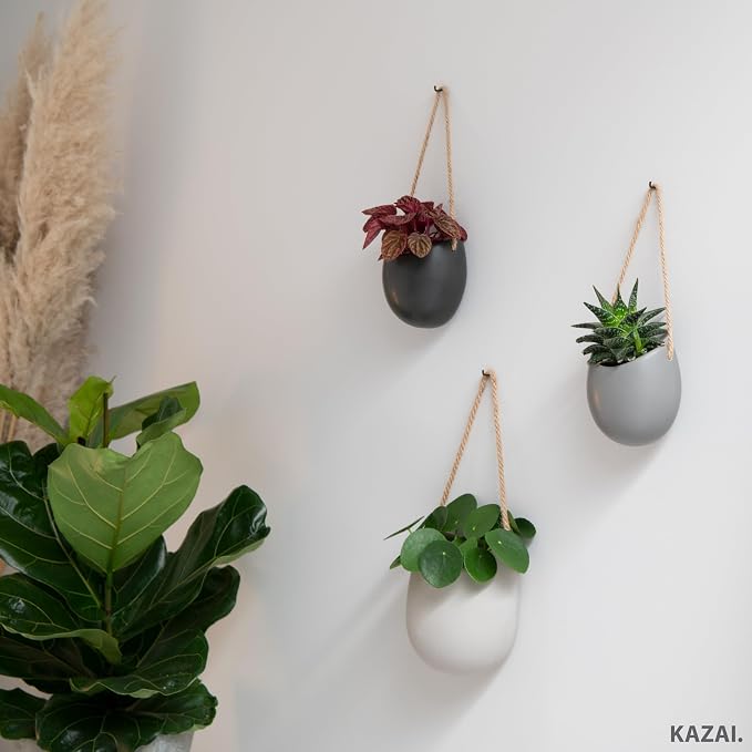 Kazai. Wall Planters -Ellie- | Hanging Ceramic Plant Pots 3 Pieces | Wall - Image 7
