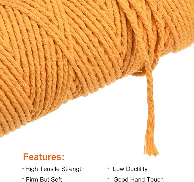 MECCANIXITY 4 Pcs Cotton Rope 4 Strand Twisted Braided Rope Cord, Plant Hanger - Image 3