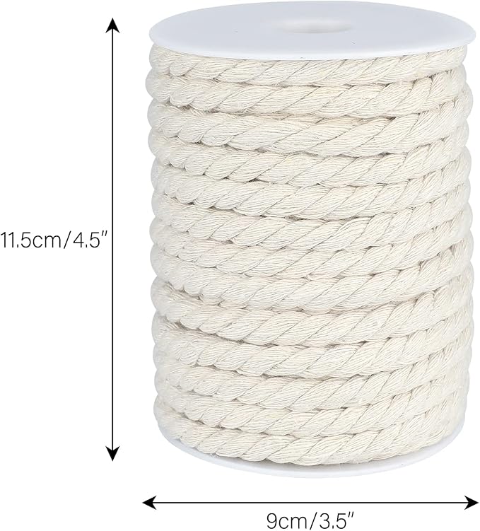 joycraft Macrame Cord, Off White Cotton Rope, 8mm x 21 Yard Natural White - Image 3