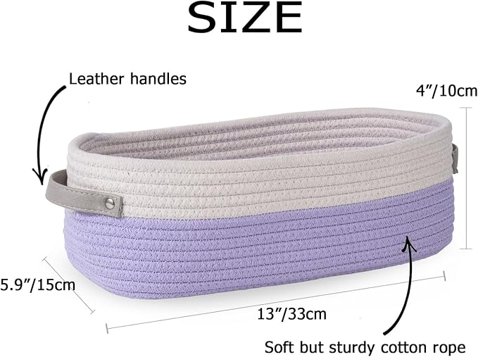 2 Pack Small Cotton Rope Woven Basket Toilet Paper Baskets - Image 2
