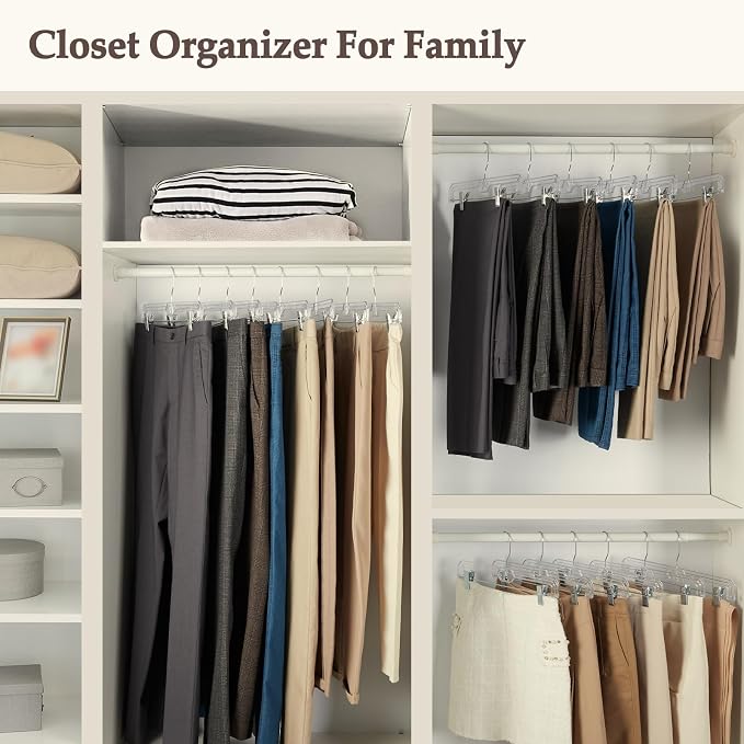 HOUSE DAY 50 Pack 14 inch Clear Plastic Pants Hangers - Image 8