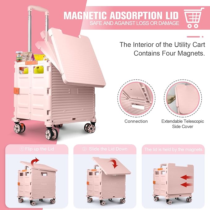 FELICON SELORSS Folding Utility Cart Portable Rolling Crate Handcart - Image 2