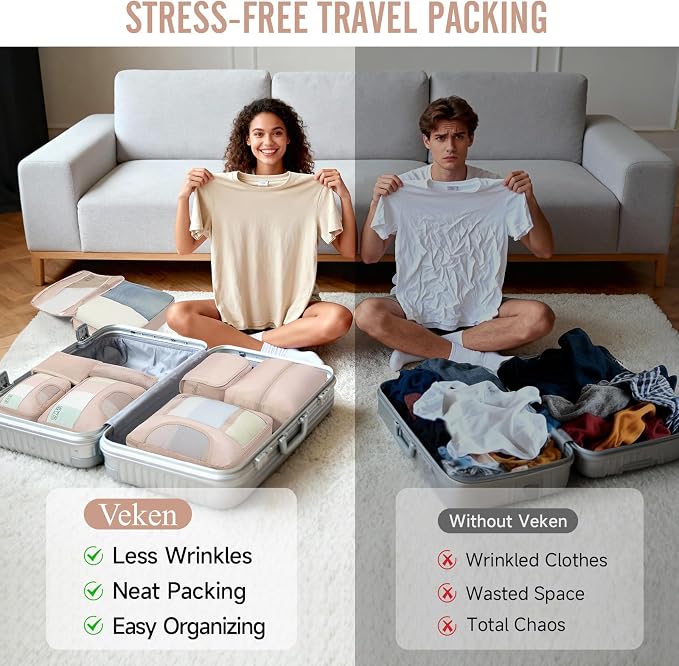 Veken 8 Set Packing Cubes, Cruise Ship Travel Essentials Accessories - Image 9