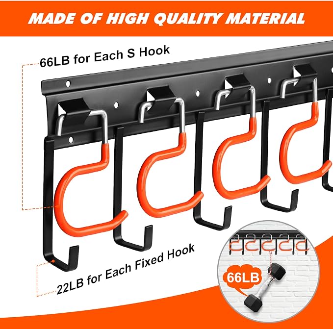 68'' All Metal Garden Tool Organizer Adjustable Garage Tool Organizer Wall - Image 2