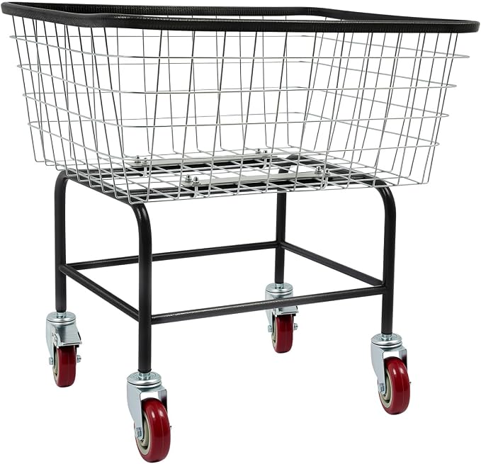 Wire Laundry Cart with Wheels, Heavy Duty Rolling Laundry Basket With Wheels - Image 2