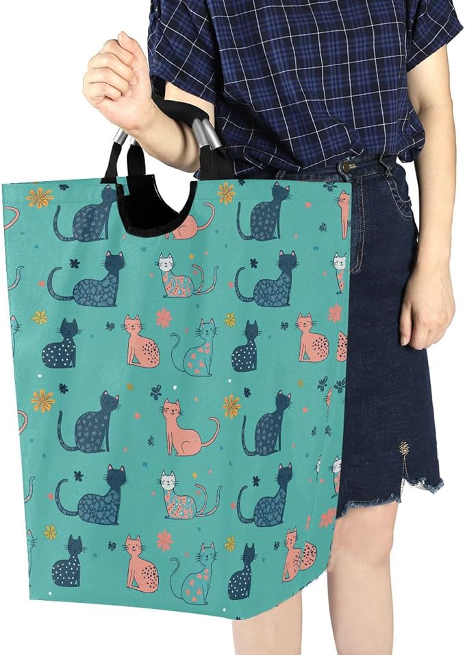 Sweet American Curlcats Turquoise laundry baskets collapsable and waterproof - Image 7