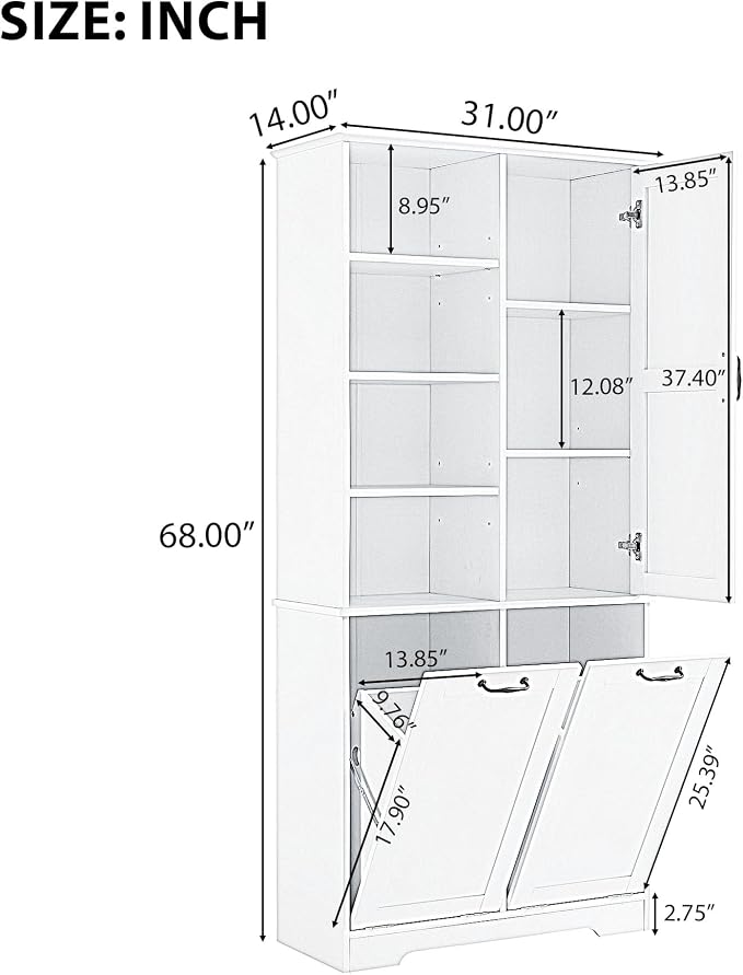 68" Tall Bathroom Storage Cabinet - Image 2