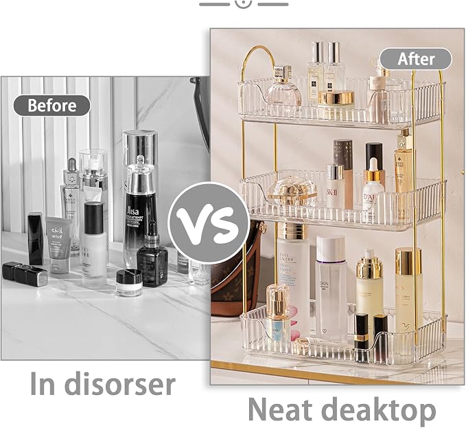 Bathroom Counter Organizer Countertop Storage, Cosmetics Skincare Shelf - Image 5