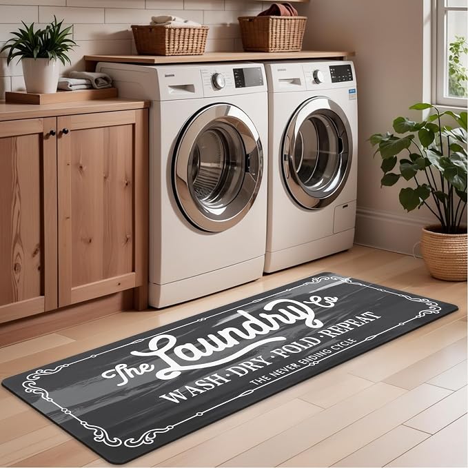 Pauwer Laundry Room Rug Runner 24"x60" Waterproof Rubber Laundry Mat Non Slip - Image 7