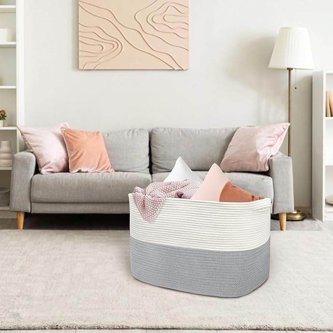 XXXXL Blanket Basket, Extra Large Wicker Woven Blanket Pillow Storage Bin - Image 6