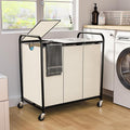 180L Laundry Sorter 3 Section, Rolling Laundry Basket by OLLDIDE