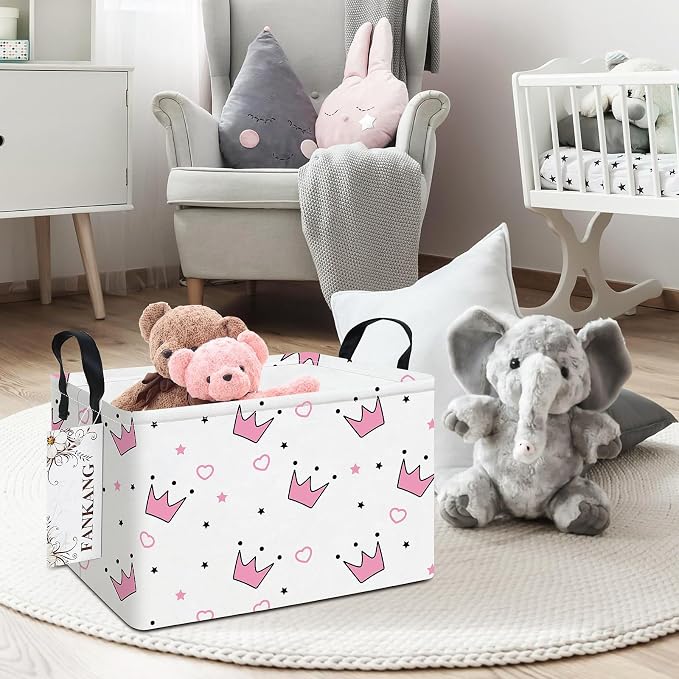 FANKANG Storage Bins, Nursery Hamper Canvas Laundry Basket Foldable - Image 3