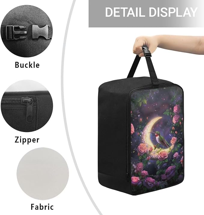 Hummingbird Moon Rose Iron Bag Storage Bag Lightweight Waterproof Zipper Iron - Image 5