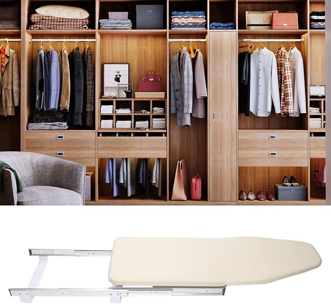 Pull Out Ironing Board, 180°Rotatable Ironing Board w/Heat-Resistant Cloth - Image 4