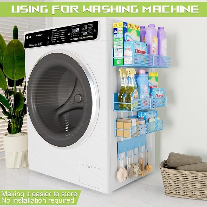4 Pack Magnetic Shelves for Washing Machine, Heavy-Duty Magnetic Laundry - Image 3