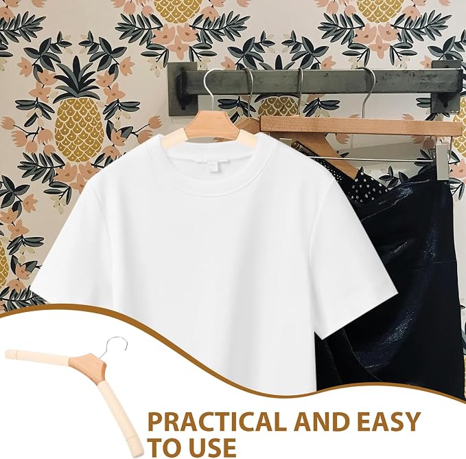 5pcs Nonslip Solid Wood Clothes Hangers - Image 6