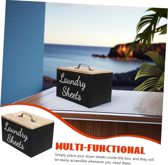 Wood Dryer Sheet Holder Laundry Container Scent Booster Dryer Sheet Storage - Image 8