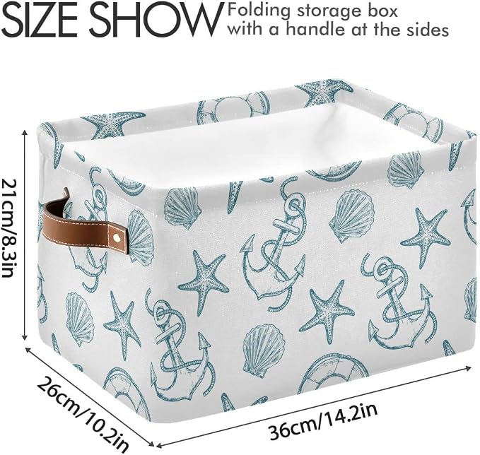 Coastal Anchor Nautical Theme Storage Basket Fabric Laundry Baskets Starfish - Image 4