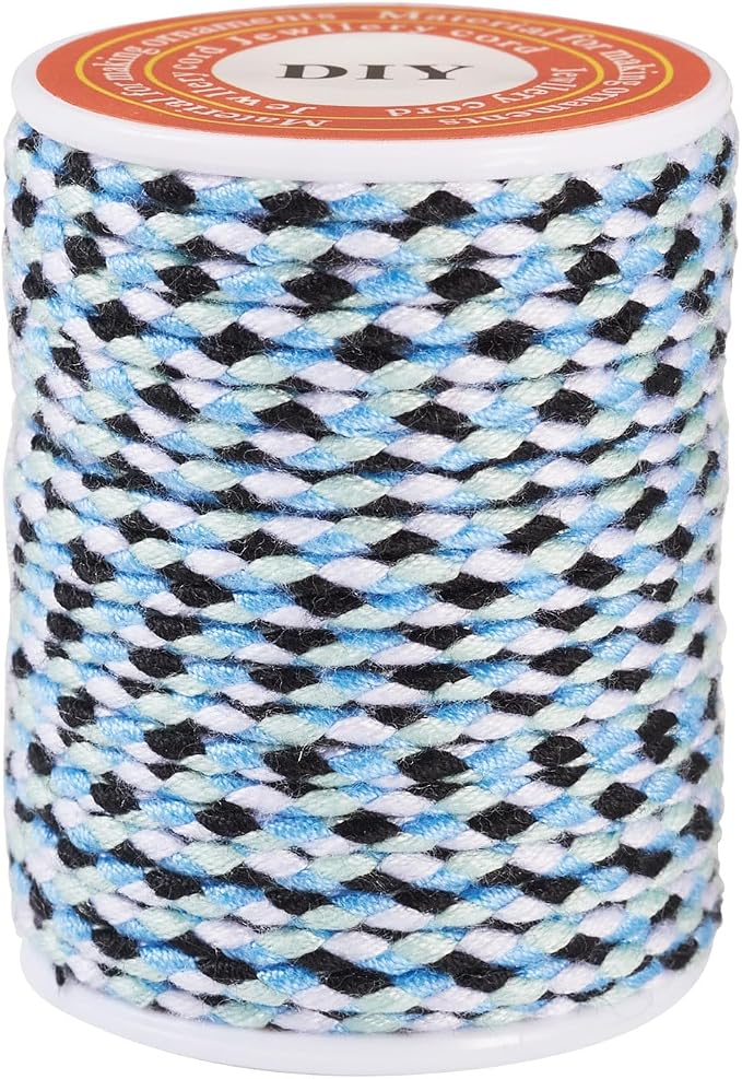 1.5 mm Braided Cotton Cord Macrame Metallic Colorful Thread 4-Ply Twisted by Sparkeads