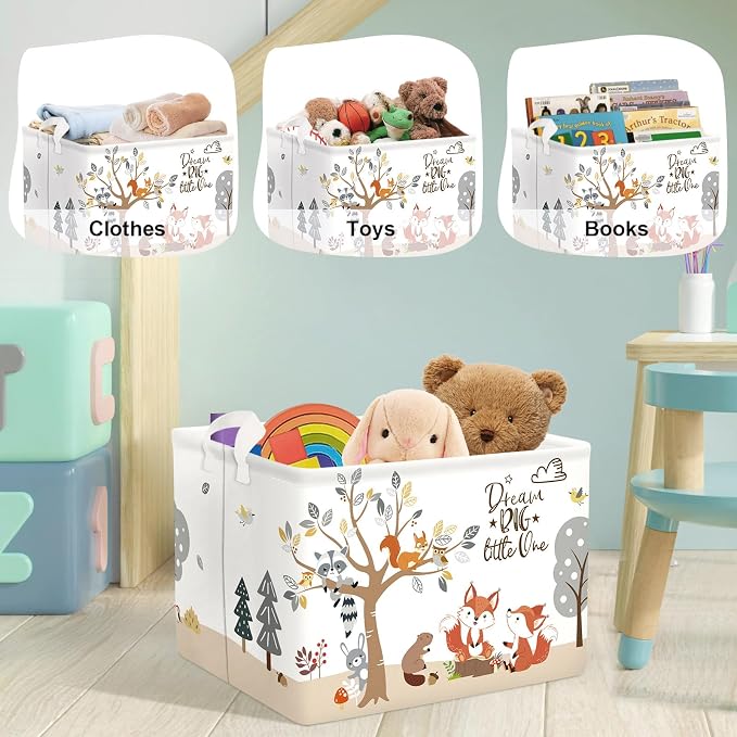 Forest Animals Laundry Hamper Woodland Tree Large Storage Basket Parents - Image 5