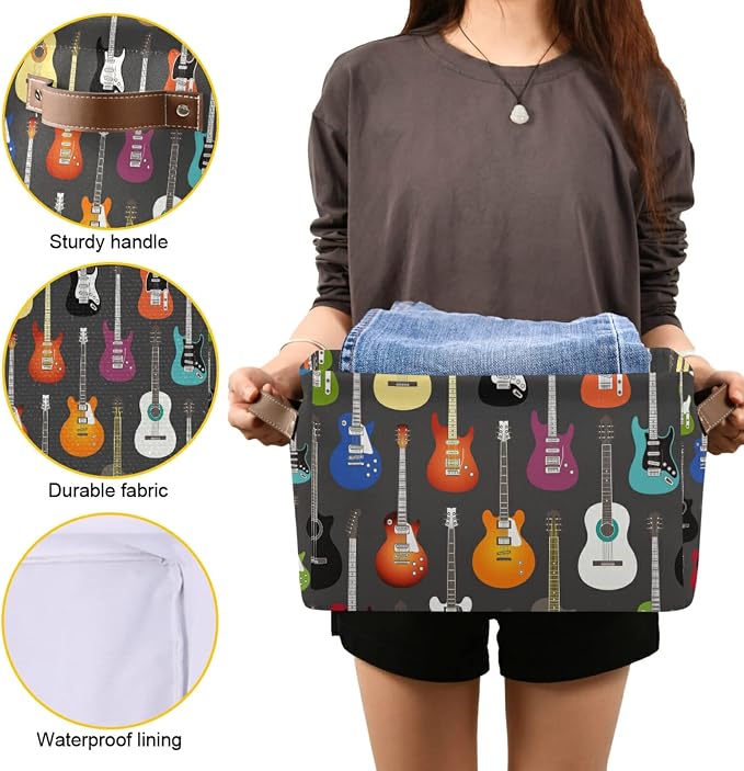Modern Guitar Storage Basket Music Storage Box Bin Large Laundry Organizer - Image 8