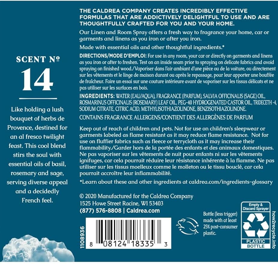Caldrea Linen and Room Spray Air Freshener, Made - Image 2