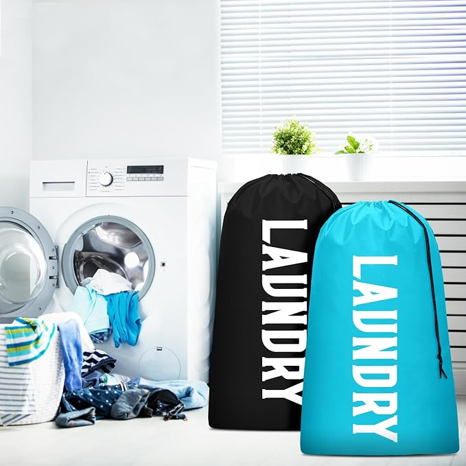 2 Pack XL Travel Laundry Bag, Machine Washable Dirty Clothes Organizer - Image 2