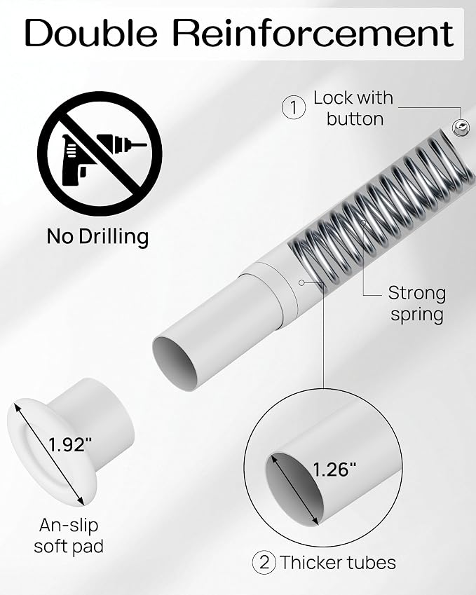 Tension Curtain Rod by EZFurni, 42-123 Inches, Heavy Duty Tension Rods - Image 3