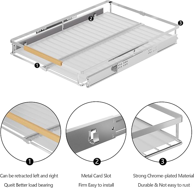 SANNO Pull Out Cabinet Organizer, Cabinet Shelf Kitchen Under Sink Shelf - Image 7