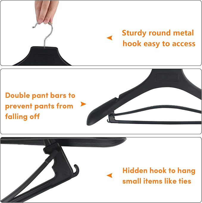 DEDU Suit Hangers for Men 50 Pack, Thick Plastic - Image 3
