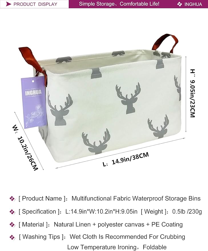 Rectangular Storage Basket Fabric Organizer Bin - Image 2