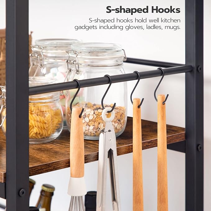HOOBRO Kitchen Island with Storage, Industrial Kitchen Counter with Hooks and - Image 6