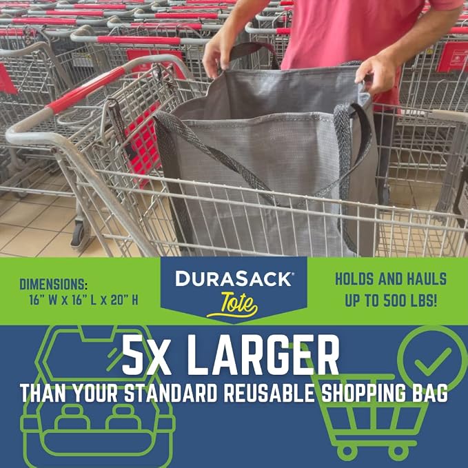 DURASACK Heavy Duty Storage Tote Bag 22-Gallon Rugged Woven Polypropylene - Image 5