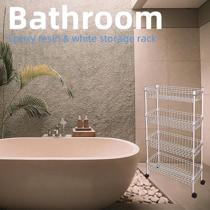 NSF white 4-layer storage rack, refrigerator crevice rack, washing machine - Image 7