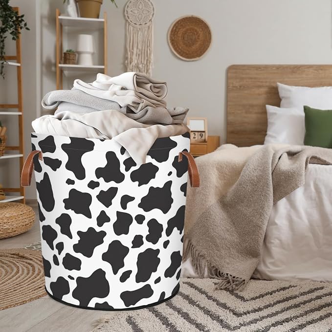 Cow Print Laundry Hamper Waterproof Collapsible Basket - Image 8