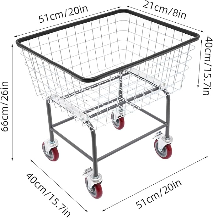Steel Wire Laundry Cart Rolling Laundry Basket - Image 2
