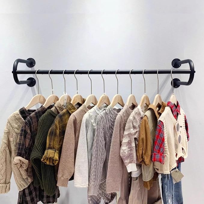 Wall-Mounted Garment Rack, Boutique Clothing Stores Display Closet Rod - Image 2