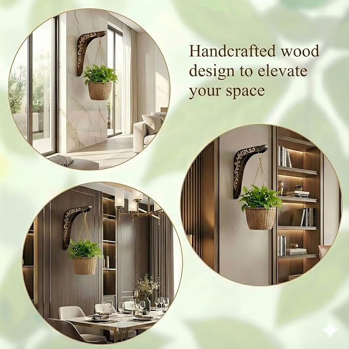 2-Piece Wooden Plant Hanger Bracket - Image 5