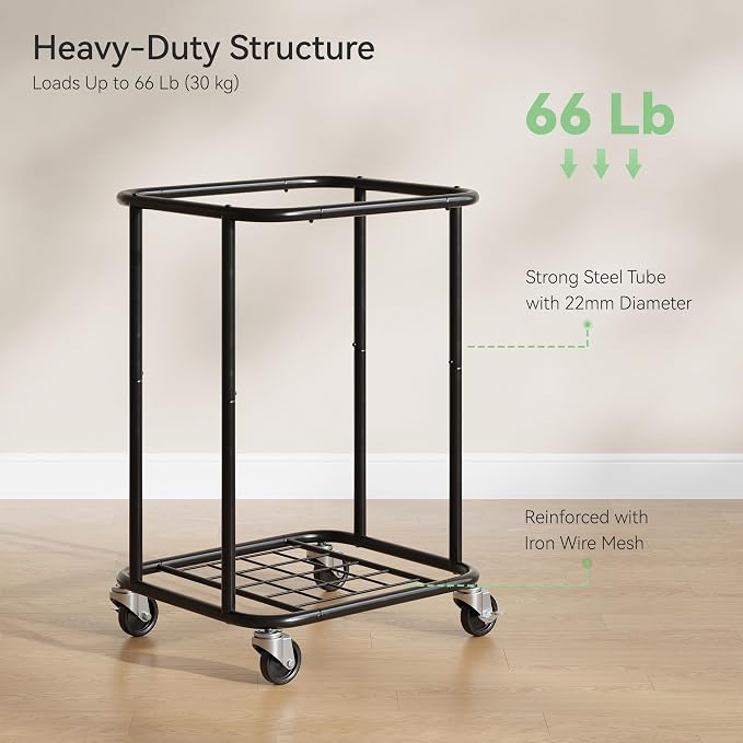 Laundry Basket with Wheels 150L/40Gal, Rolling Laundry Hamper with Steel Fram - Image 6