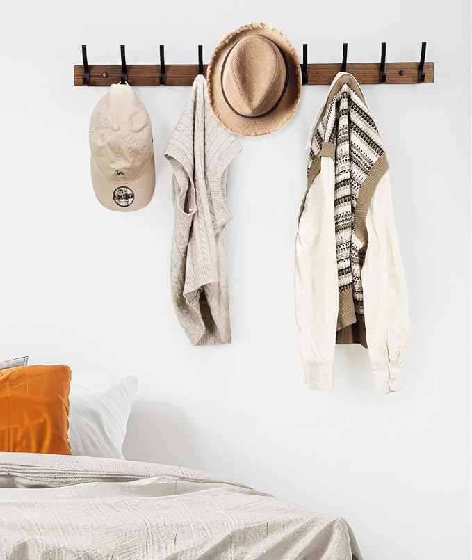 Coat Rack Wall Mount, 16.5 Inches Wood Coat Hooks, Wall Hooks - Image 5