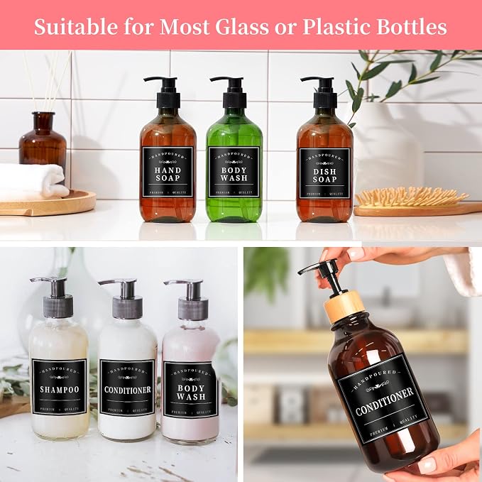 Waterproof Soap Labels for Bottles, Mouthwash Dispenser Label for Bathroom - Image 4