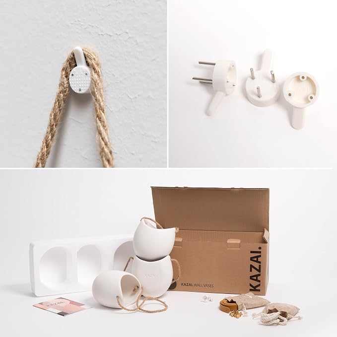 Kazai. Wall Planters -Ellie- | Hanging Ceramic Plant Pots 3 Pieces | Wall - Image 6